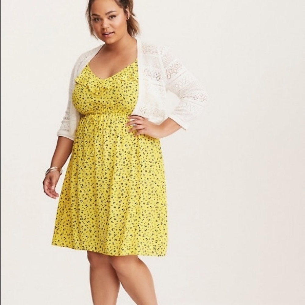 Torrid Yellow Floral Challis Mini Dress Plus Size 2x